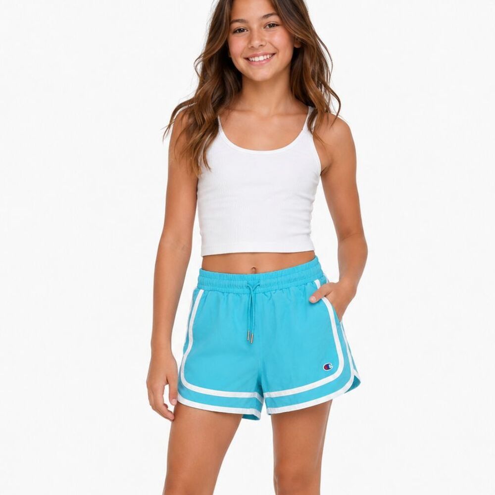 Champion Girls Size L (10/12) Turquoise Retro Dolphin Athletic Shorts
